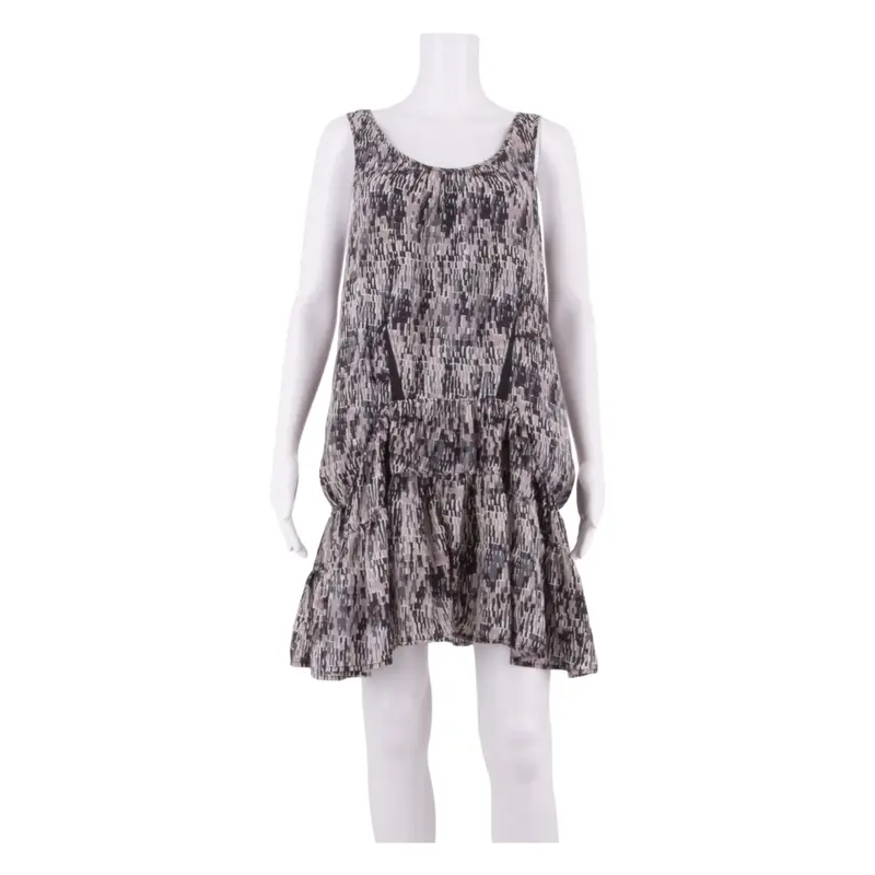 DKNY Womens Day Dress Grey Crazy Pattern Sleeveless Knee Length UK 10