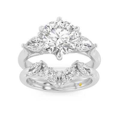 Lumina Lab Grown Round Diamond Engagement Ring with the Annabella Wedding Band | 10K White Gold 1 3/4 ct. tw.