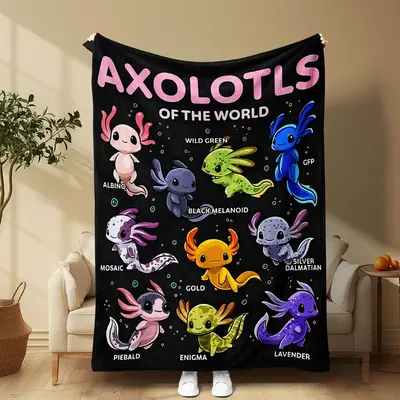 Axolotls Pattern Blanket, 1/2 Counts Soft Warm Throw Blanket, Air-conditioned Room Blanket, Warm Nap Blanket for Home Office ...