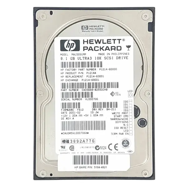 P1214-60000 HP 9.1GB Ultra-160 SCSI 10000 3.5-inch Hard Drive