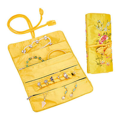 2Pcs Retro Rectangle Silk Zipper Roll Pouches