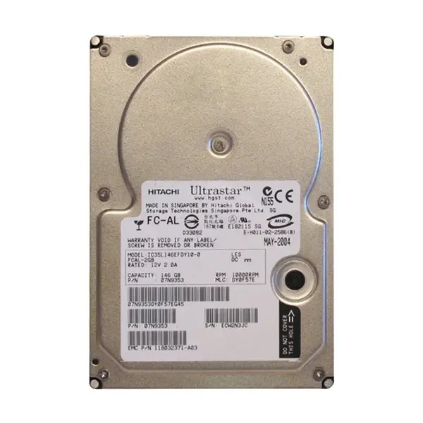 07N9353 IBM 146GB 2Gb/s Fibre Channel 10000 3.5-inch 8MB Hard Drive
