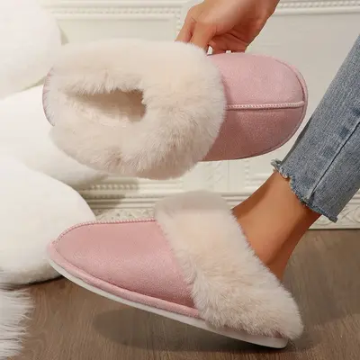 Womens Lamb Comfort Wool Home Slippers Memory Foam, Slip-on Home Shoes Indoor and Outdoor