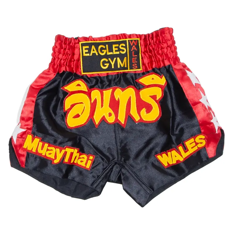 EAGLES GYM WALES Thai Boxing Mens Sports Shorts Red Relaxed XS W22