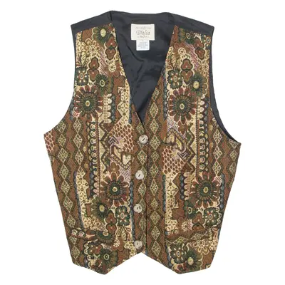 DALIA Womens Blazer Waistcoat Brown 90s Floral M