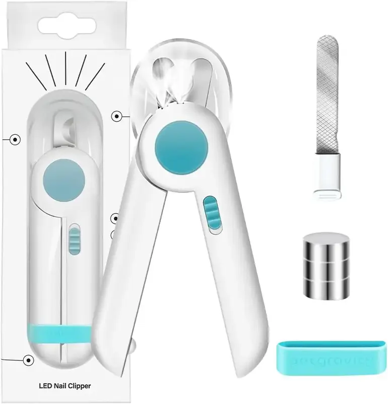 LED Pet Nail Clippers for Cats and Dogs - High - Brightness LED for Blood Vessel Visibility, Anti - Splash Design, Ergonomic ...