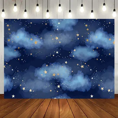 Aperturee Cloud Stars Blue Backdrop for Birthday Party
