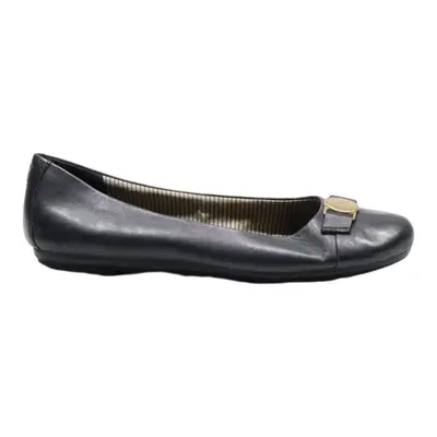 TOMMY HILFIGER Ballet Shoes Grey Leather Womens UK 6.5