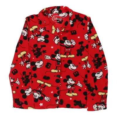 Age 12-14 Mickey Mouse Pyjama Top Disney Cartoon Fleece - Large Red Polyester
