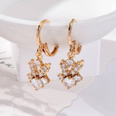 Brass Micro Pave Clear Cubic Zirconia Leverback Earrings