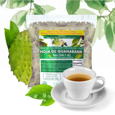 VIRAL Yerbero Hoja de Guanabana - Premium Whole Sun Dried Graviola Soursop Leaves (5 oz - 400+ Leaves Per Bag) Entera Calidad...