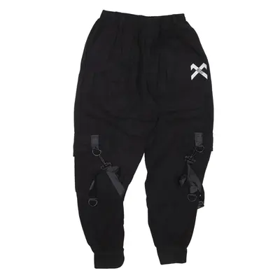 SLICK STREET Cargo Trousers Black Relaxed Tapered Womens W21 L23