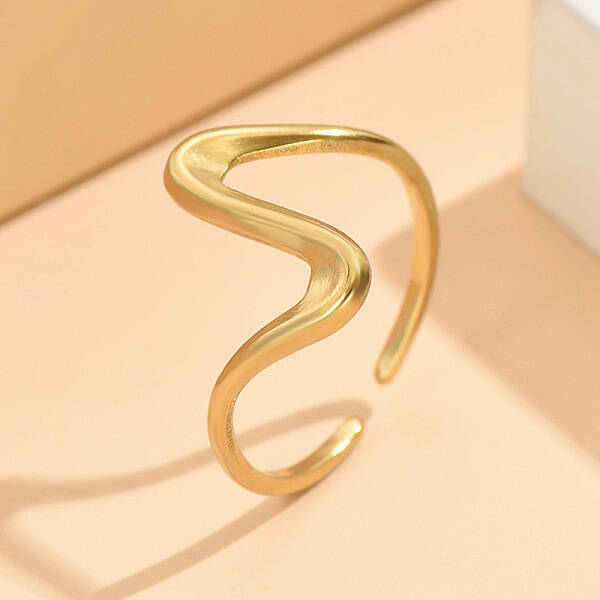 Wave 304 Stainless Steel Cuff Rings