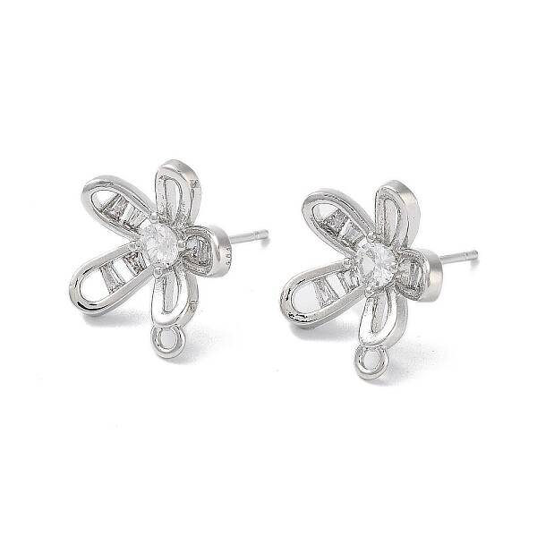 Brass Micro Pave Cubic Zirconia Stud Earring Findings