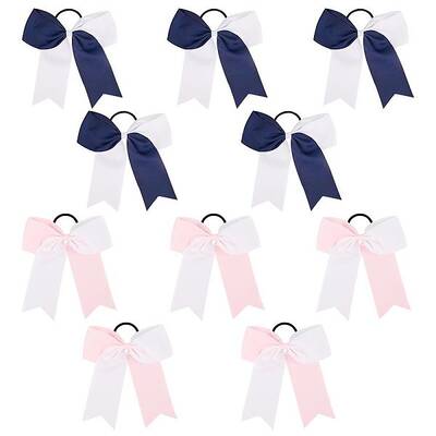 10Pcs 2 Colors Bowknot Polyester Elastic Hair Ties