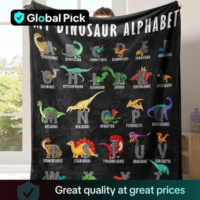 Cartoon Dinosaur Pattern Flannel Cozy Blanket, 1 Count Soft Comfortable Warm Napping Throw with Storage Bag, Halloween Decor ...