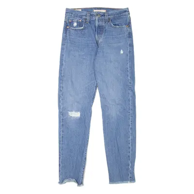 LEVI'S Wedgie BIG E Distressed Womens Jeans Blue Slim Skinny W25 L28