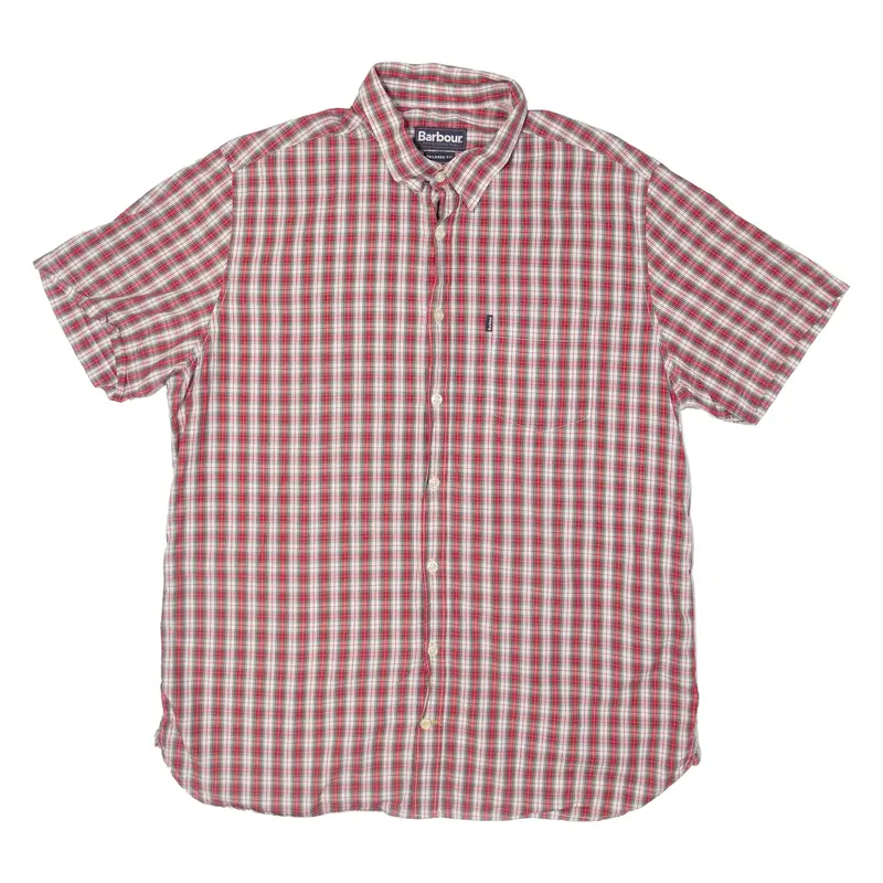 BARBOUR Tailored Fit Mens Shirt Red Plaid XL