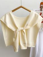Solid Color Knit Shawl, Casual Versatile Beige Scarf for Women, Fashion Pastel Accessories for Daily Wear, Trendy All-match &...