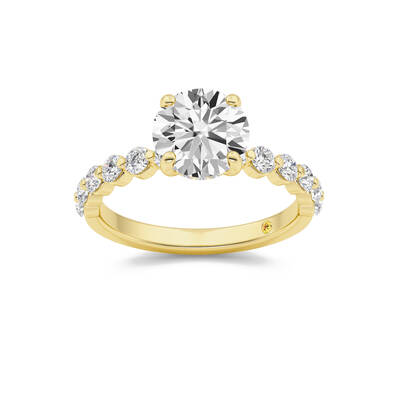 Frost Shared Prong Round Lab Grown Diamond Engagement Ring | 14K Yellow Gold 2 CT. TW.