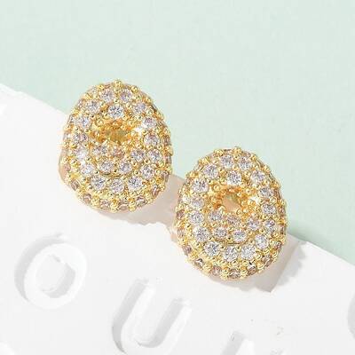Brass Micro Pave Cubic Zirconia Stud Earrings