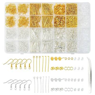 Gold and Silver Mixed Material Earring Findings Sets