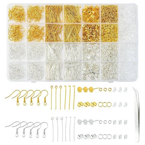 Gold and Silver Mixed Material Earring Findings Sets