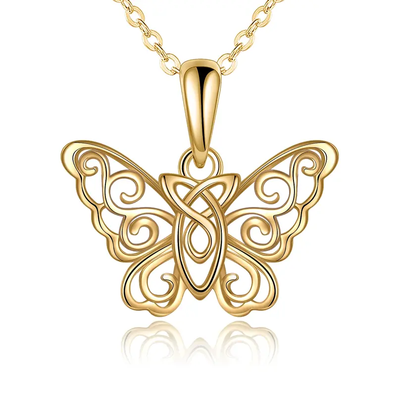 14K Gold Butterfly Pendant Necklace