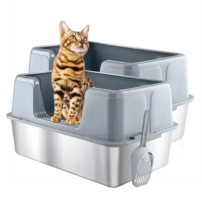 ăFall Deals For YouăWeCharmer 39L Large Cat Litter Box with High Sides, Open Top, Includes Scoop, 23.6 x 15.8 x 12 inche...