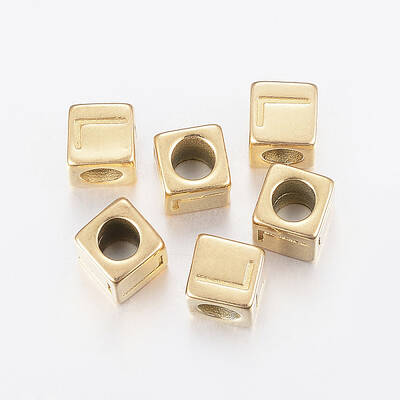 304 Stainless Steel Large Hole Letter European Beads