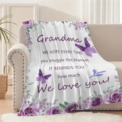 Floral & Letter Pattern Grandma Blanket, 1/2/3 Counts Soft Comfortable Warm Throw, Warm Nap Blanket for Home Office Travel, ...