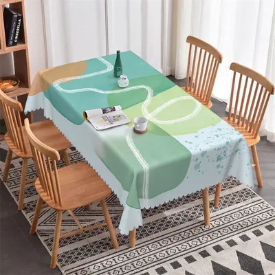 Green Blue Abstract Morden Rectangle Tablecloth - Aperturee