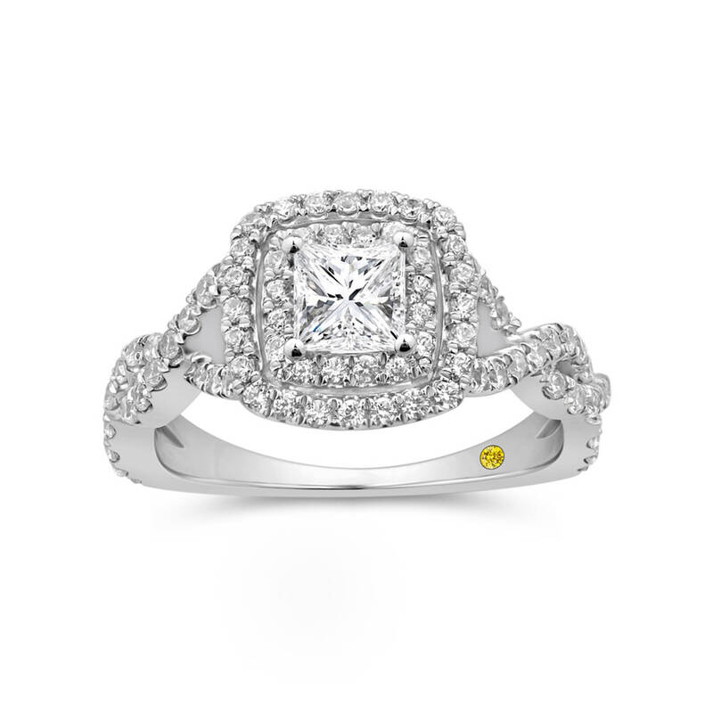 Emberweave Double Halo Lab Grown Princess Cut Diamond Engagement Ring | White Gold 1 1/10 CT. TW.