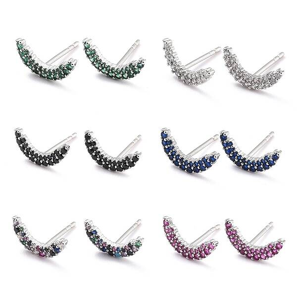 Moon Sparkling Cubic Zirconia Stud Earrings for Her