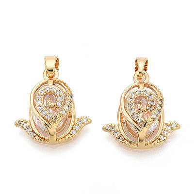 Brass Micro Pave Cubic Zirconia Pendants