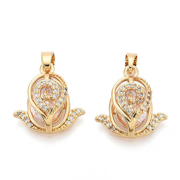 Brass Micro Pave Cubic Zirconia Pendants