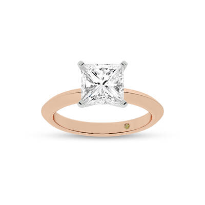 Prism Knife Edged Four Prong Princess Cut Lab Grown Solitaire Diamond Ring | 18K Rose Gold 2 CT. TW.