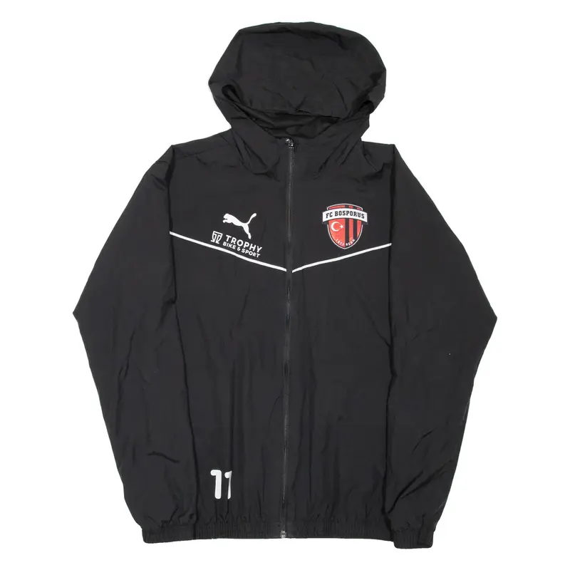 PUMA FC BOSPORUS Mens Rain Jacket Black Hooded M