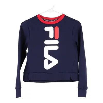 Age 8-9 Fila Spellout Sweatshirt - Medium Navy Cotton Blend