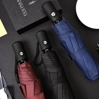 High-quality automatic folding umbrella - windproof, waterproof, UV-proof, 190T impact cloth, fashionable solid color design,...