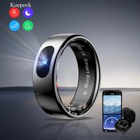 Touch Smart Ring，24-hour health tracking: Heart Rate, Stress, Sleep & Body Temp Wearable Android IOS Navigation Charging Mo...