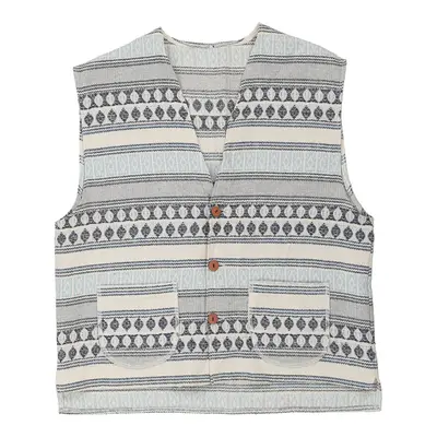 Unbranded Striped Waistcoat - Medium Blue Acrylic Blend
