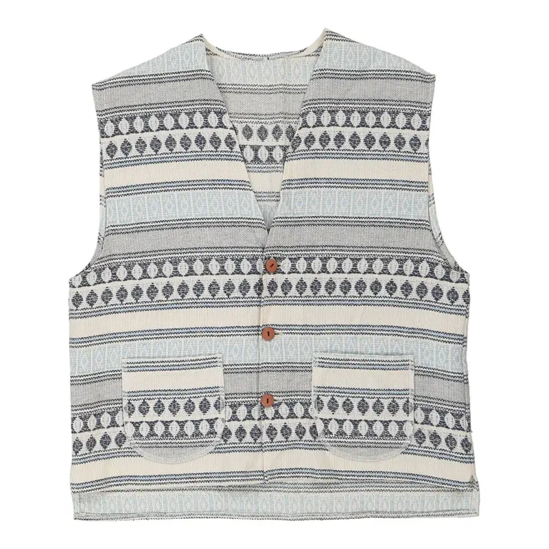 Unbranded Striped Waistcoat - Medium Blue Acrylic Blend