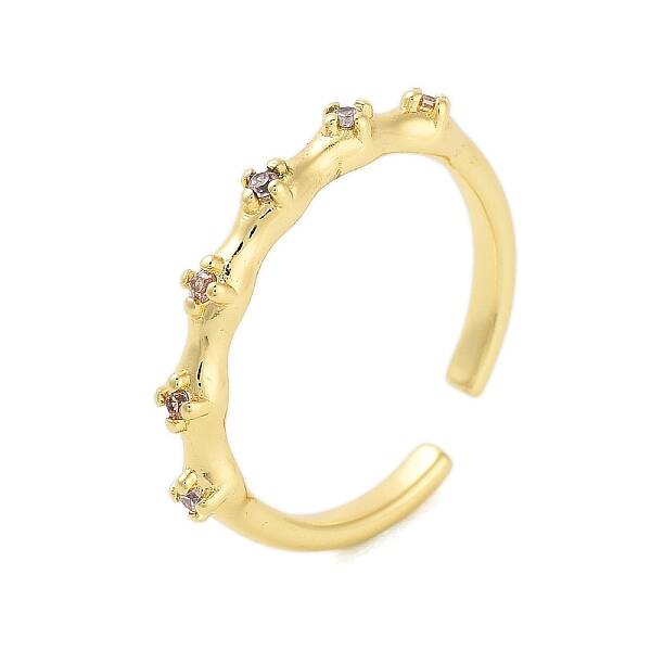 Brass Pave Cubic Zirconia Cuff Rings