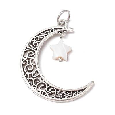 3Pcs Tibetan Style Alloy Moon Pendants