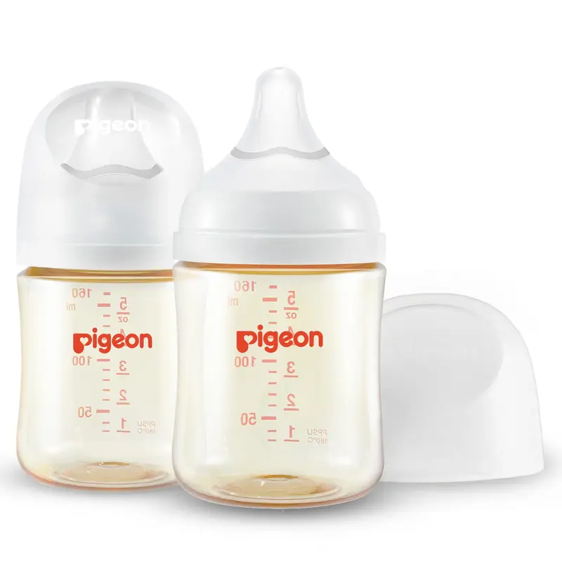 (Pack of 2)Pigeon PPSU Nursing Baby Bottle Wide Neck, Anti-Colic, Streamlined Body, Natural Feel, Easy to Clean, 5.4 Oz, Incl...