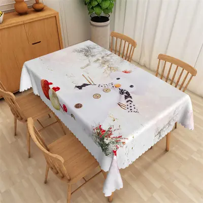Winter Wonderland Snowman Bokeh Christmas Tablecloth - Aperturee