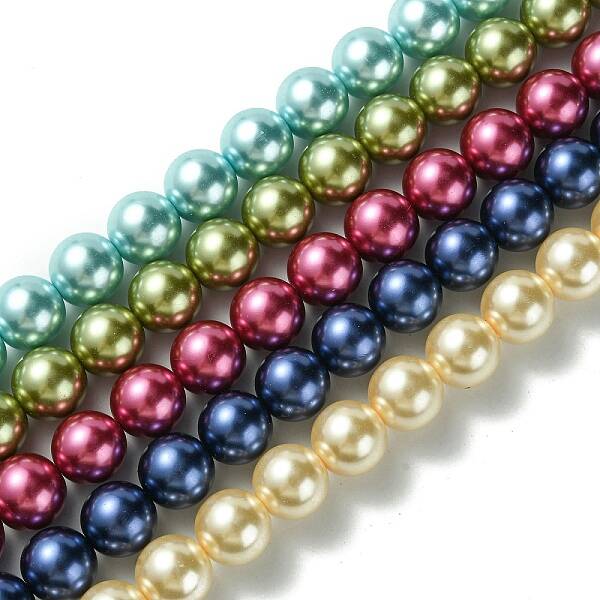 Eco-Friendly Dyed Glass Pearl Round Beads Strands