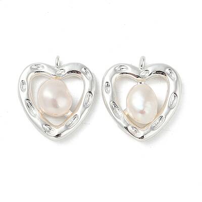 Brass Pave Natural Freshwater Pearl Pendants