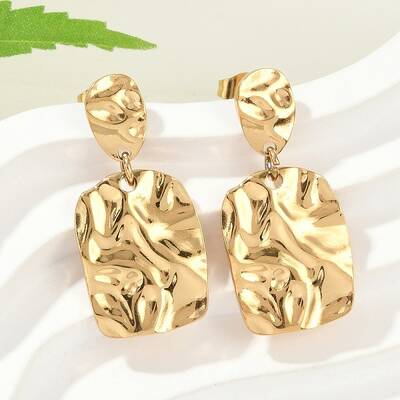 Ion Plating(IP) 304 Stainless Steel Twist Rectangle Dangle Stud Earrings for Women
